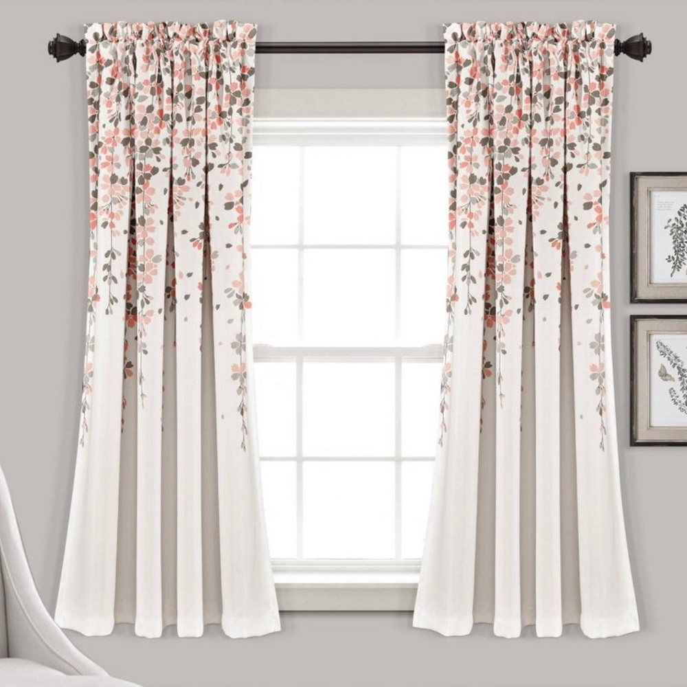 2PK 63”x 52” weeping flower light filtering window curtain panels